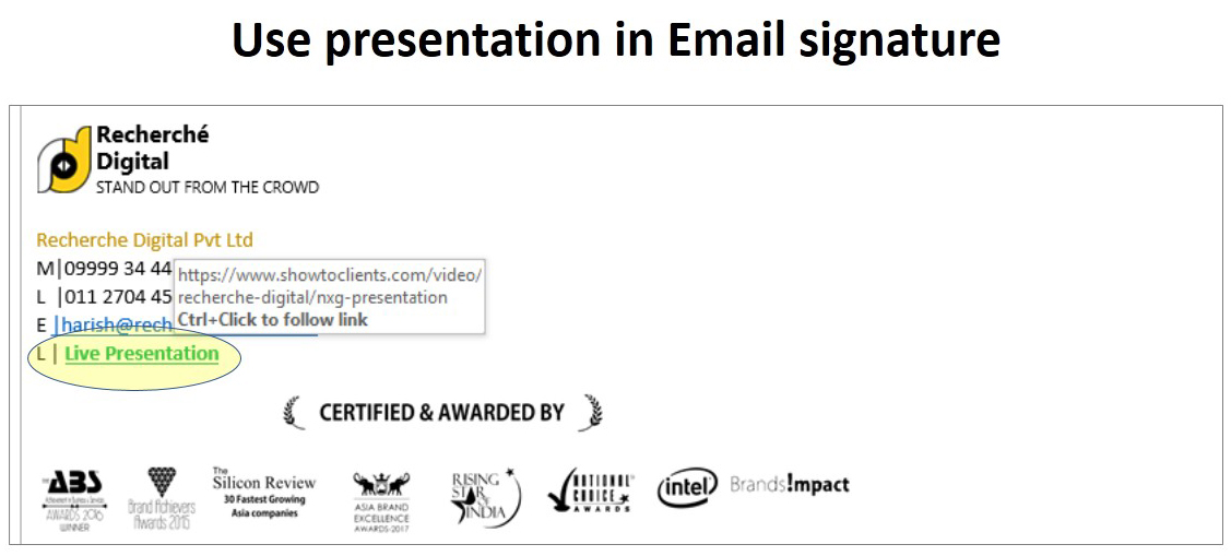 Use presentation in Email signature